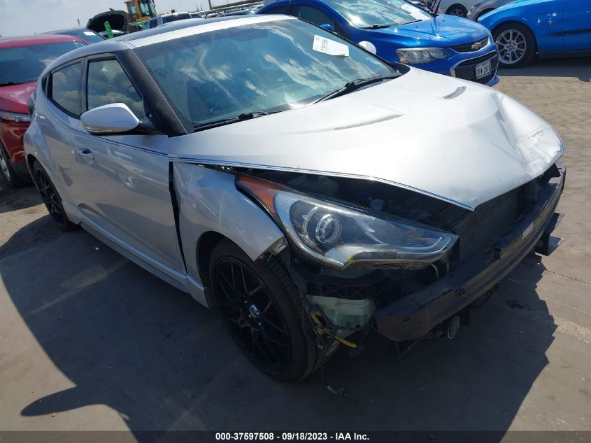 2013 HYUNDAI VELOSTER TURBO W/BLUE INT - KMHTC6AE9DU156744