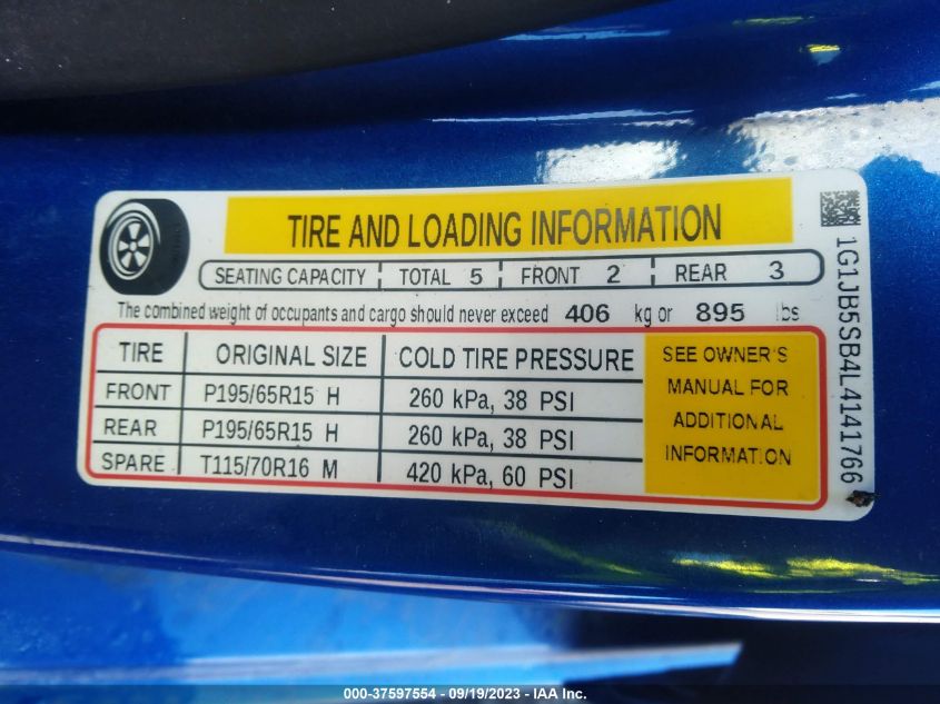 2020 CHEVROLET SONIC LS - 1G1JB5SB4L4141766