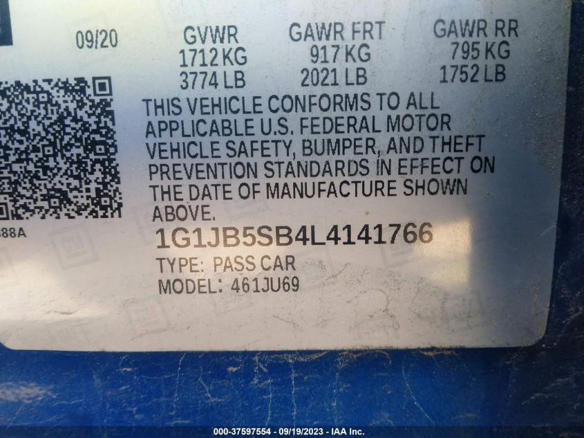 2020 CHEVROLET SONIC LS - 1G1JB5SB4L4141766