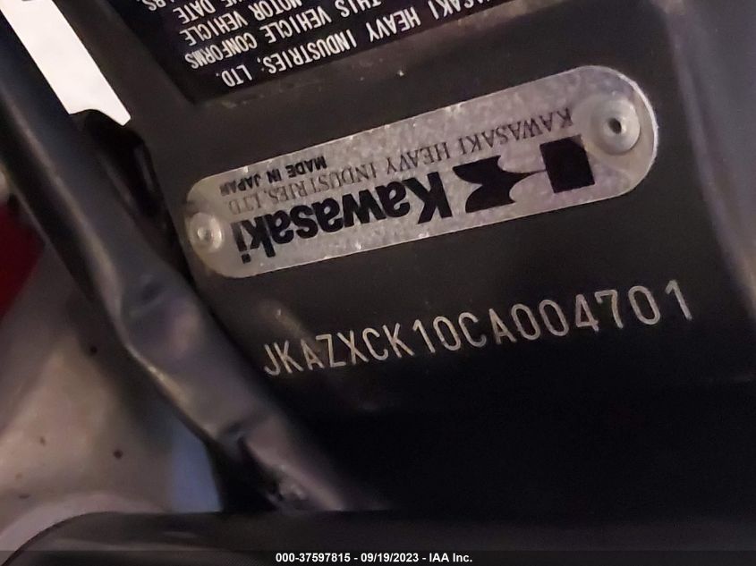 2012 KAWASAKI ZX1000 K JKAZXCK10CA004701