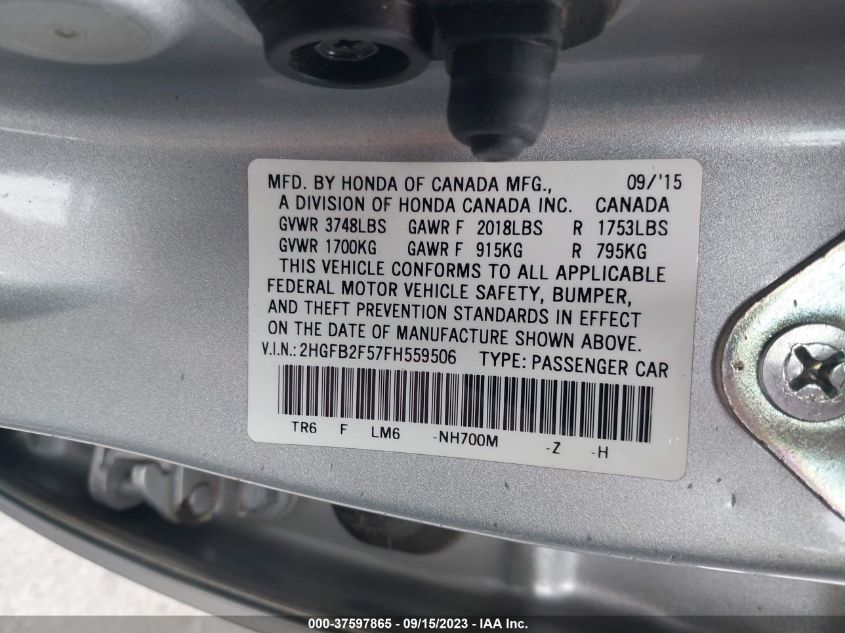 2015 HONDA CIVIC SEDAN LX - 2HGFB2F57FH559506