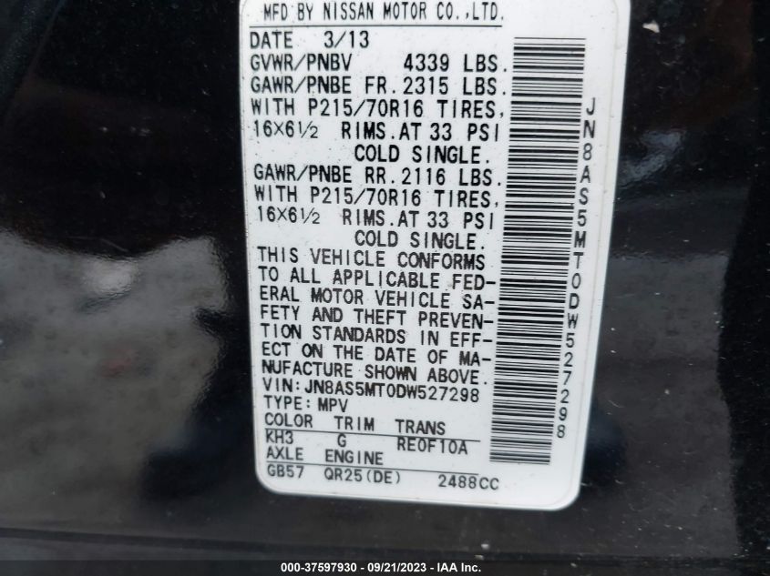 2013 NISSAN ROGUE S - JN8AS5MT0DW527298