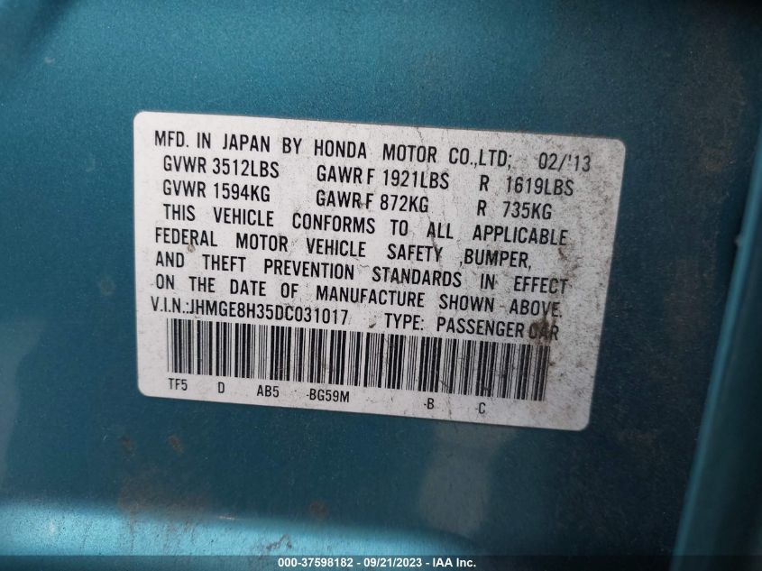 2013 HONDA FIT - JHMGE8H35DC031017