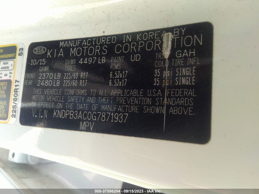 2016 KIA SPORTAGE LX - KNDPB3AC0G7871937