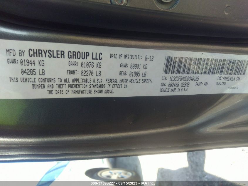 2013 DODGE DART SXT - 1C3CDFBA2DD340165