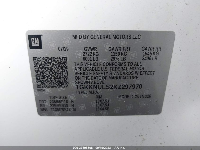 1GKKNULS2KZ297970 GMC Acadia SLT 9