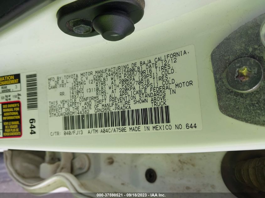 2013 TOYOTA TACOMA PRERUNNER - 3TMJU4GN6DM144382