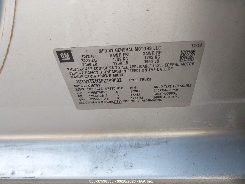 2015 GMC SIERRA 1500 - 1GTV2TEH3FZ199002