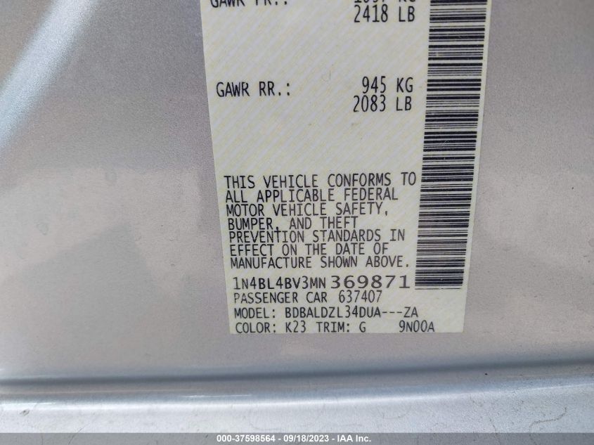 2021 NISSAN ALTIMA 2.5 S - 1N4BL4BV3MN369871
