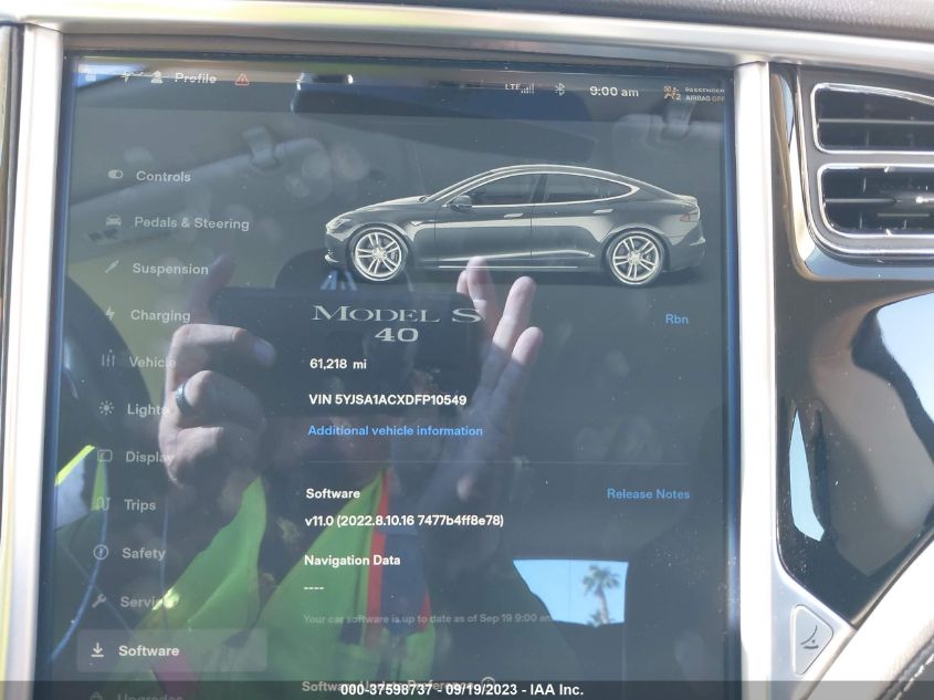 2013 TESLA MODEL S - 5YJSA1ACXDFP10549