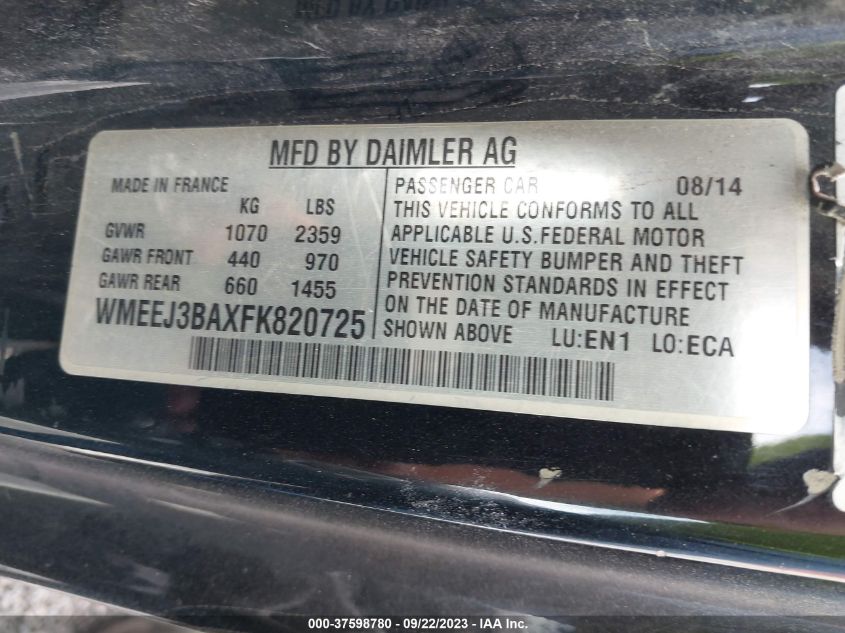 2015 SMART FORTWO PASSION/PURE WMEEJ3BAXFK820725