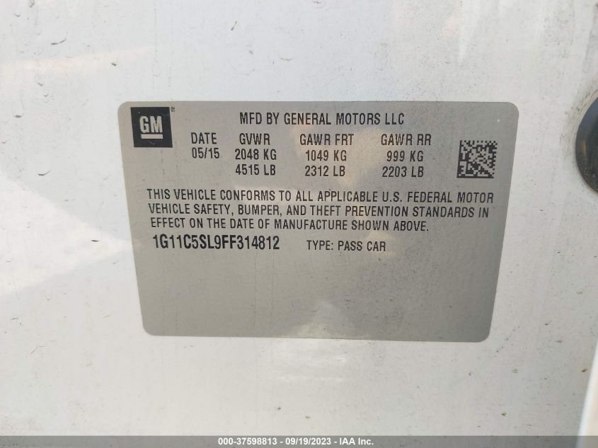 2015 CHEVROLET MALIBU LT - 1G11C5SL9FF314812