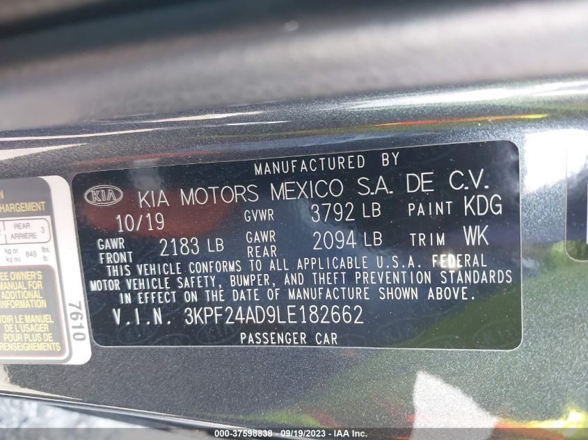 2020 KIA FORTE LXS - 3KPF24AD9LE182662