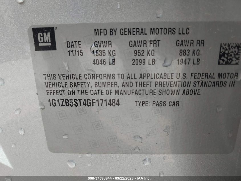 2016 CHEVROLET MALIBU LS - 1G1ZB5ST4GF171484