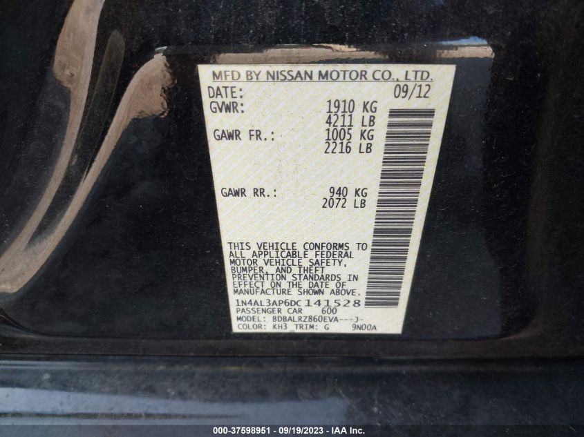 2013 NISSAN ALTIMA 2.5 S - 1N4AL3AP6DC141528