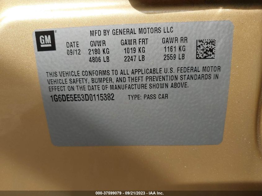 2013 CADILLAC CTS SEDAN LUXURY 1G6DE5E53D0115382
