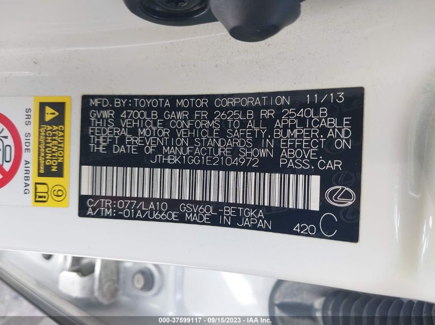 2014 LEXUS ES 350 - JTHBK1GG1E2104972