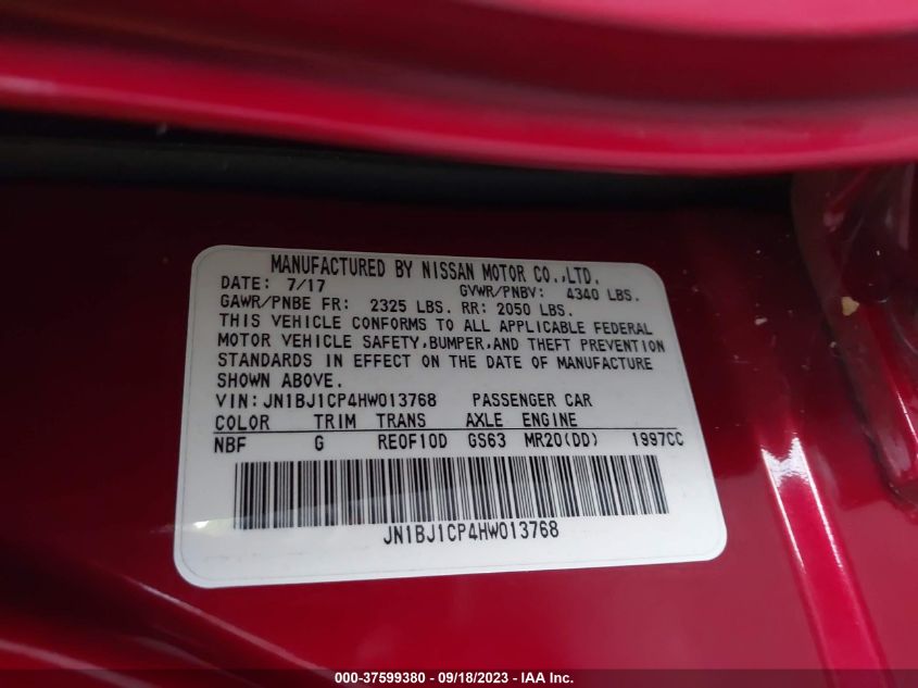 2017 NISSAN ROGUE SPORT S/SV/SL - JN1BJ1CP4HW013768