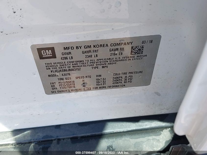 2018 BUICK ENCORE PREFERRED - KL4CJASB6JB663152