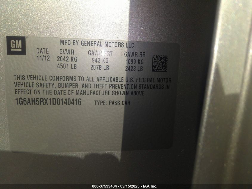 2013 CADILLAC ATS LUXURY - 1G6AH5RX1D0140416