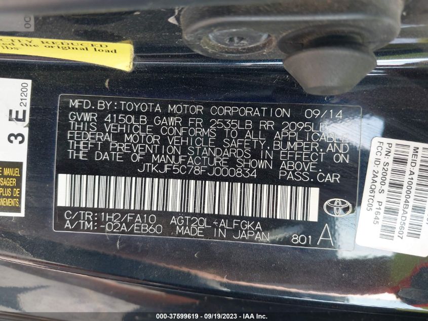 2015 TOYOTA SCION TC - JTKJF5C78FJ000834