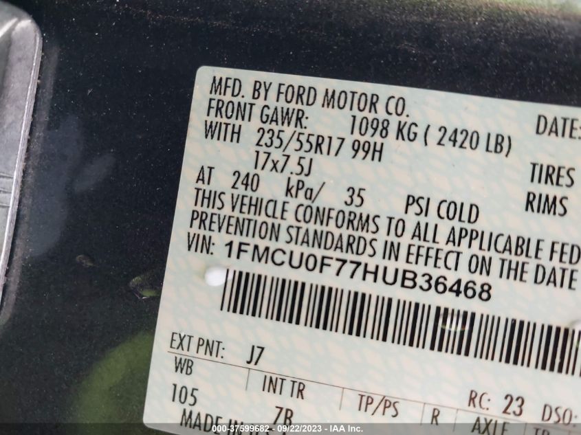 2017 FORD ESCAPE S - 1FMCU0F77HUB36468