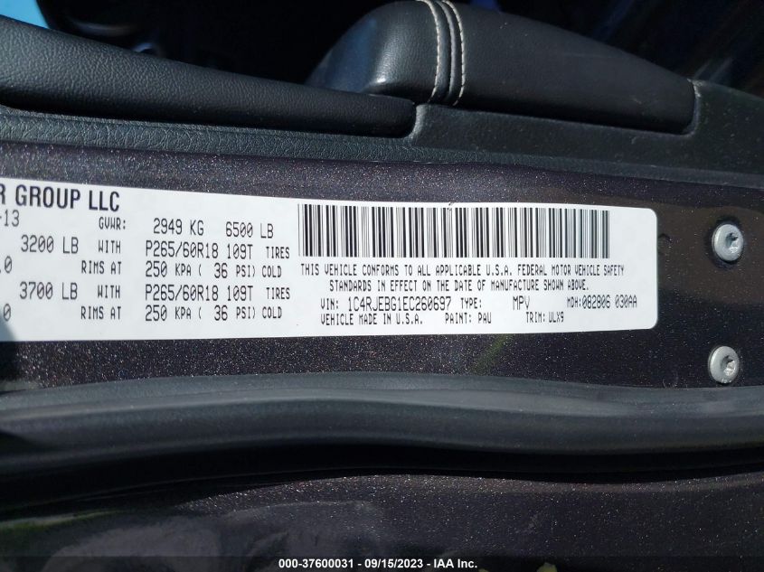 2014 JEEP GRAND CHEROKEE LIMITED - 1C4RJEBG1EC260697