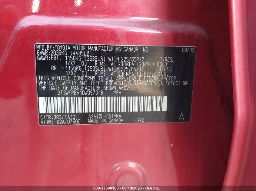 2013 TOYOTA RAV4 XLE - 2T3WFREV1DW057018