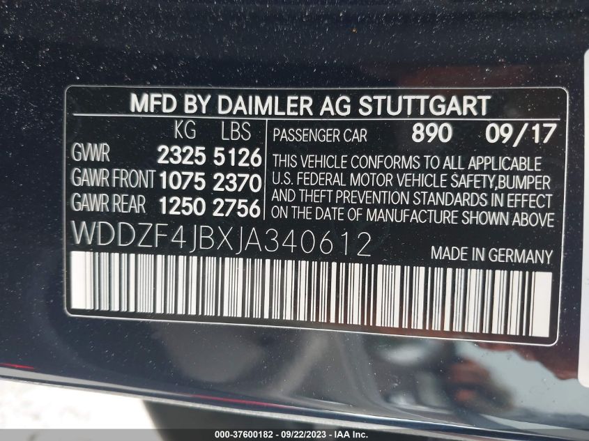2018 MERCEDES-BENZ E 300 WDDZF4JBXJA340612