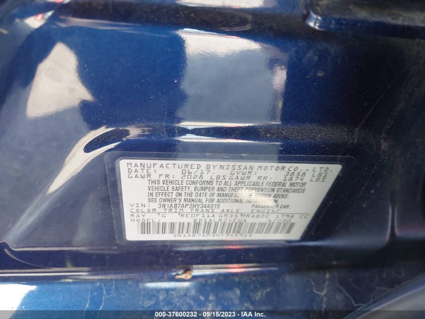 2017 NISSAN SENTRA SR - 3N1AB7AP3HY344915
