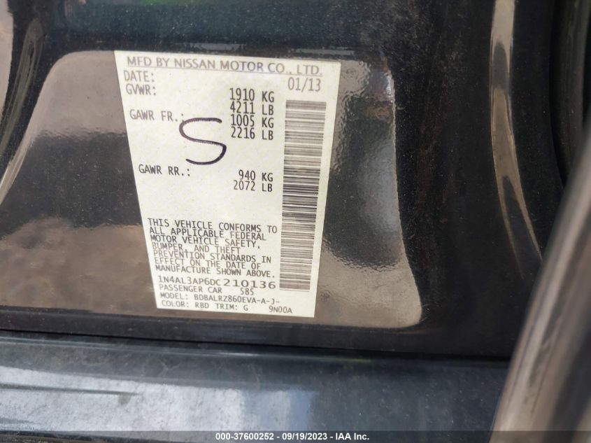 2013 NISSAN ALTIMA 2.5 S - 1N4AL3AP6DC210136