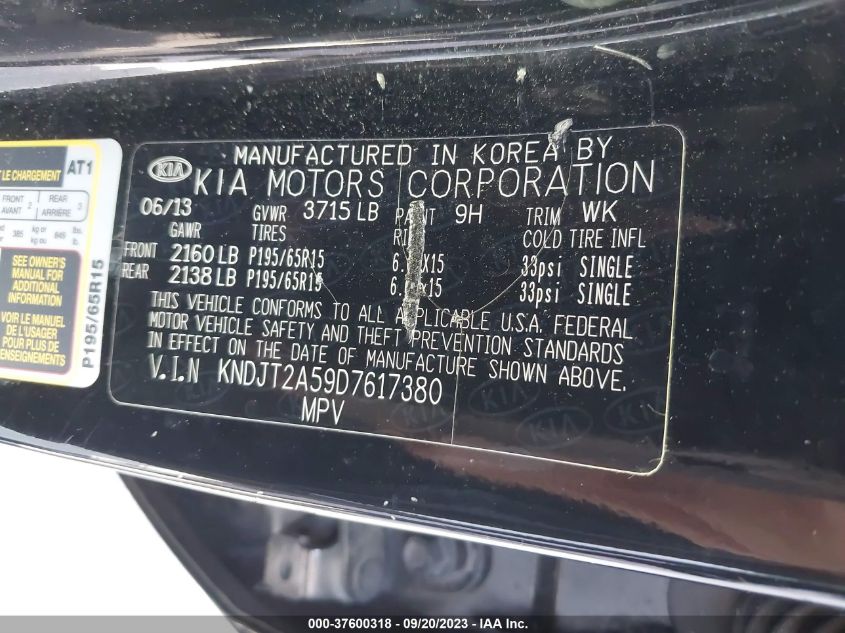 2013 KIA SOUL BASE - KNDJT2A59D7617380