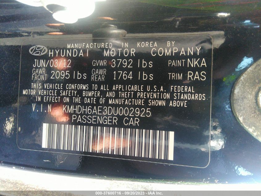 2013 HYUNDAI ELANTRA COUPE GS KMHDH6AE3DU002925