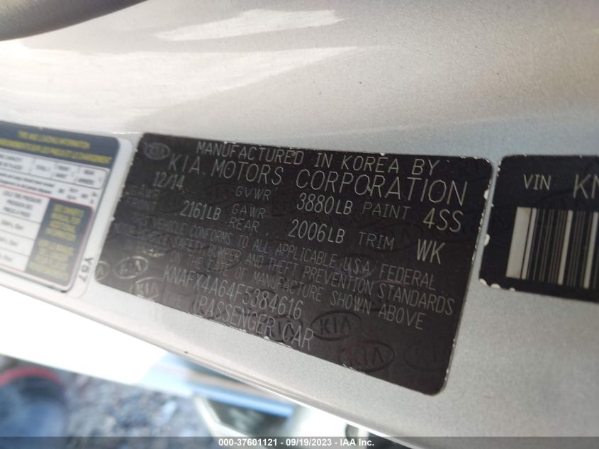 2015 KIA FORTE LX - KNAFX4A64F5384616
