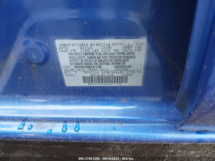 2013 NISSAN VERSA S/S PLUS/SV/SL - 3N1CN7AP6DL877705