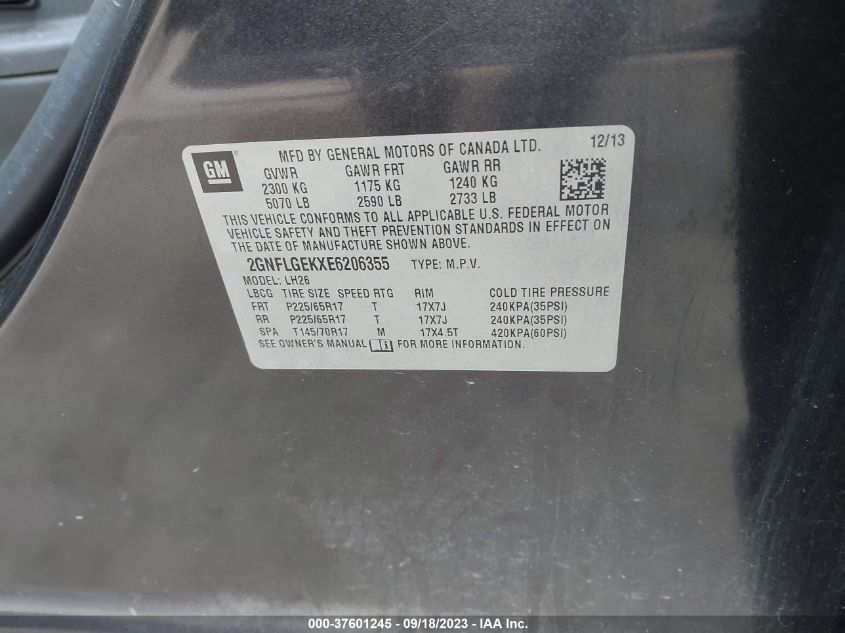 2014 CHEVROLET EQUINOX LT - 2GNFLGEKXE6206355