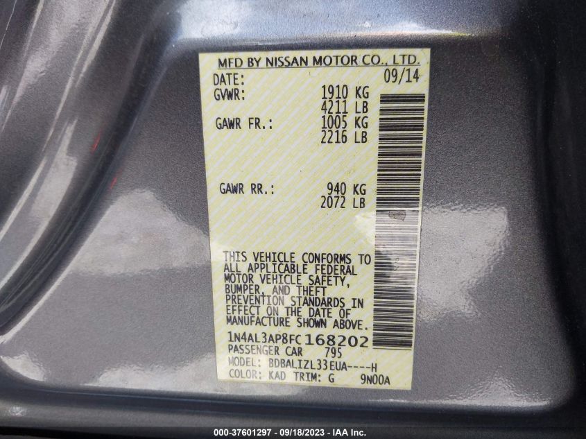 2015 NISSAN ALTIMA 2.5 SV - 1N4AL3AP8FC168202