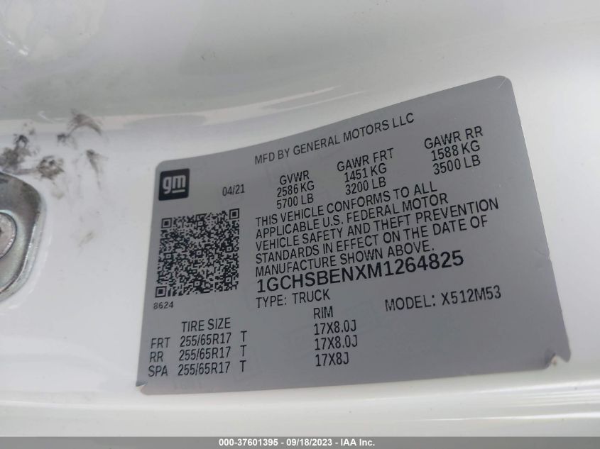 2021 CHEVROLET COLORADO - 1GCHSBENXM1264825