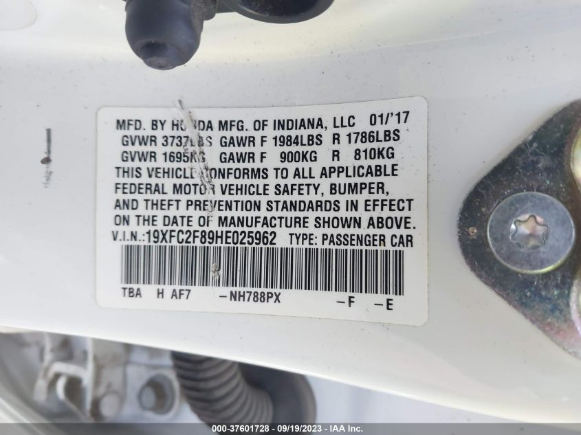 2017 HONDA CIVIC SEDAN EX - 19XFC2F89HE025962