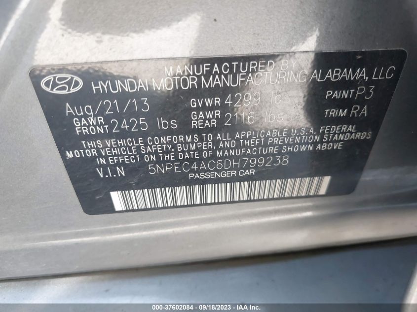 2013 HYUNDAI SONATA LIMITED - 5NPEC4AC6DH799238