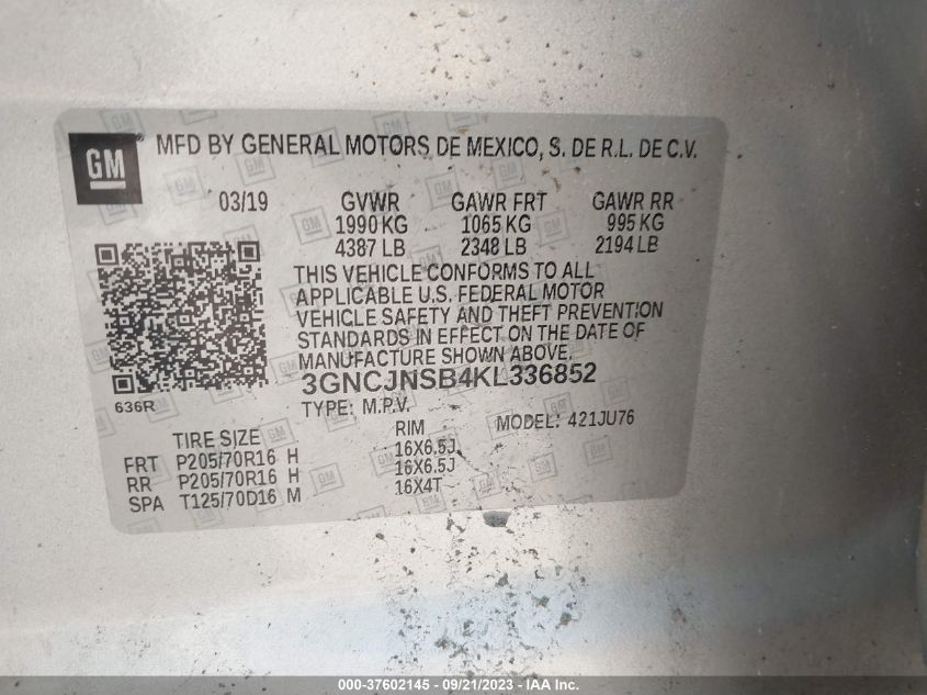 2019 CHEVROLET TRAX LS - 3GNCJNSB4KL336852