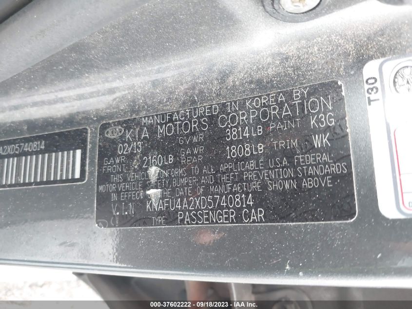 2013 KIA FORTE EX - KNAFU4A2XD5740814