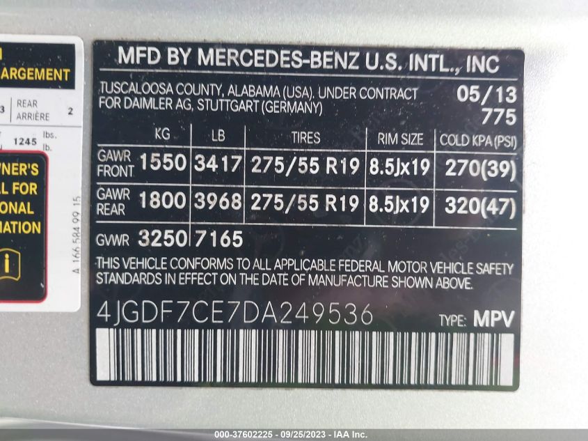 2013 MERCEDES-BENZ GL-CLASS GL 450 4JGDF7CE7DA249536