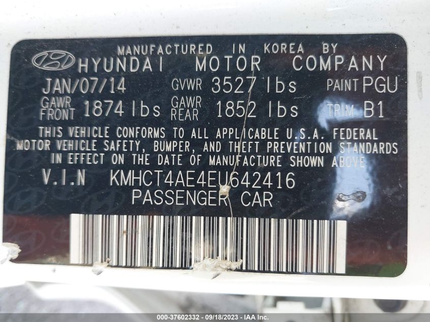 2014 HYUNDAI ACCENT GLS - KMHCT4AE4EU642416
