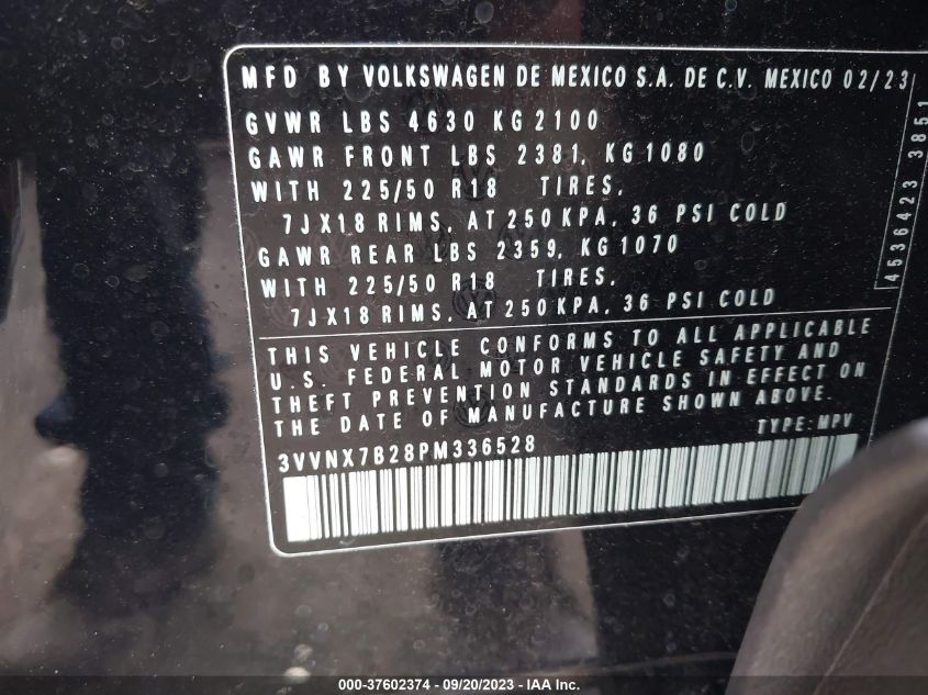 2023 VOLKSWAGEN TAOS SE - 3VVNX7B28PM336528