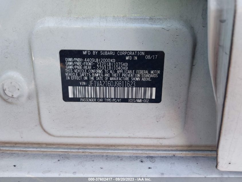 2018 SUBARU WRX STI LIMITED - JF1VA2T60J9811623