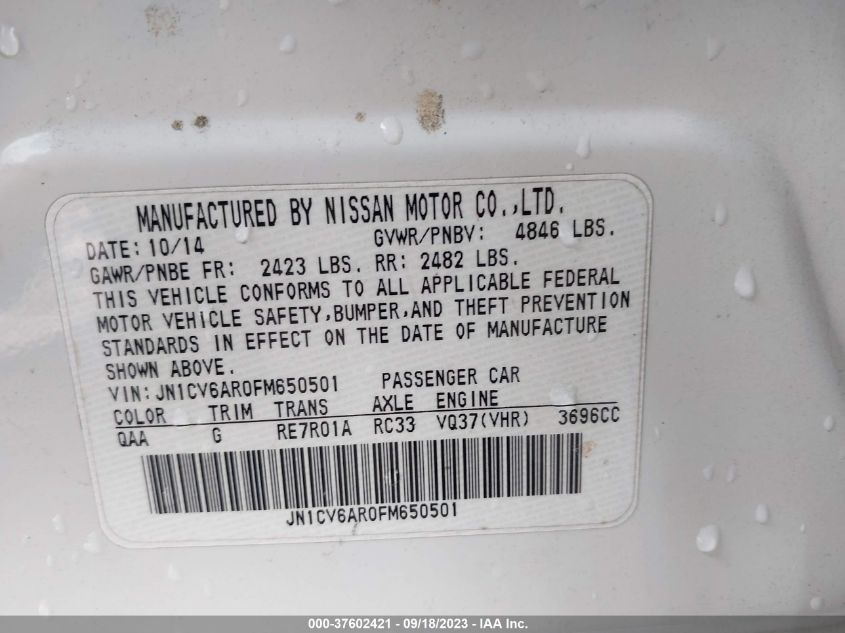 2015 INFINITI Q40 JN1CV6AR0FM650501