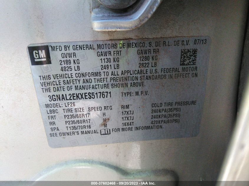 2014 CHEVROLET CAPTIVA SPORT FLEET LS 3GNAL2EKXES517671