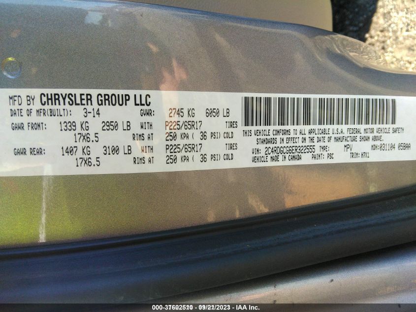 2014 DODGE GRAND CARAVAN SXT 2C4RDGCG6ER322555