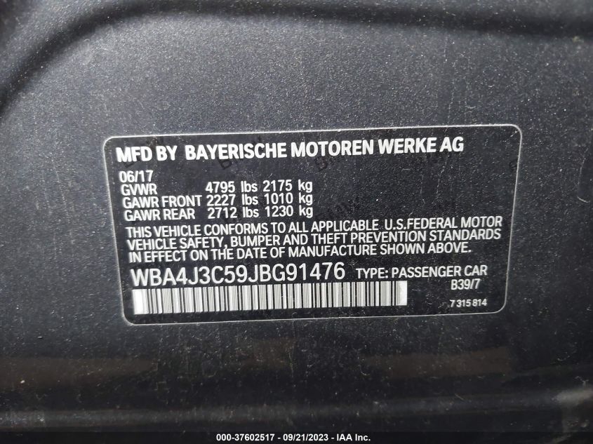 2018 BMW 430I GRAN COUPE XDRIVE - WBA4J3C59JBG91476